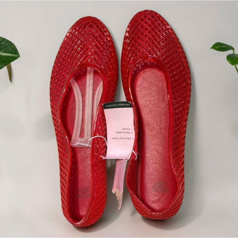 Wild Fable Red Woven Jelly Ballet Flats Women’s Size 11
